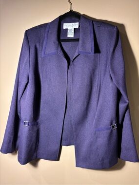Sag Harbor Purple Tailored Women's Blazer with Buckle Detail